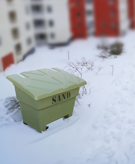 Förvaring av sand för halkbekämpning